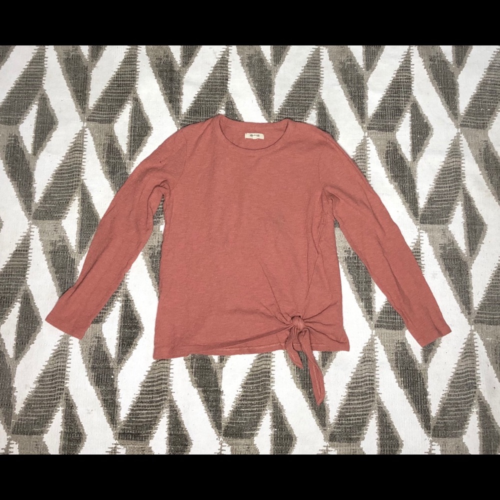 Madewell Side Tie Top Long Sleeve Red Style #J4683